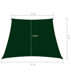 Voile de parasol Tissu Oxford trapèze 2/4x3 m Vert foncé