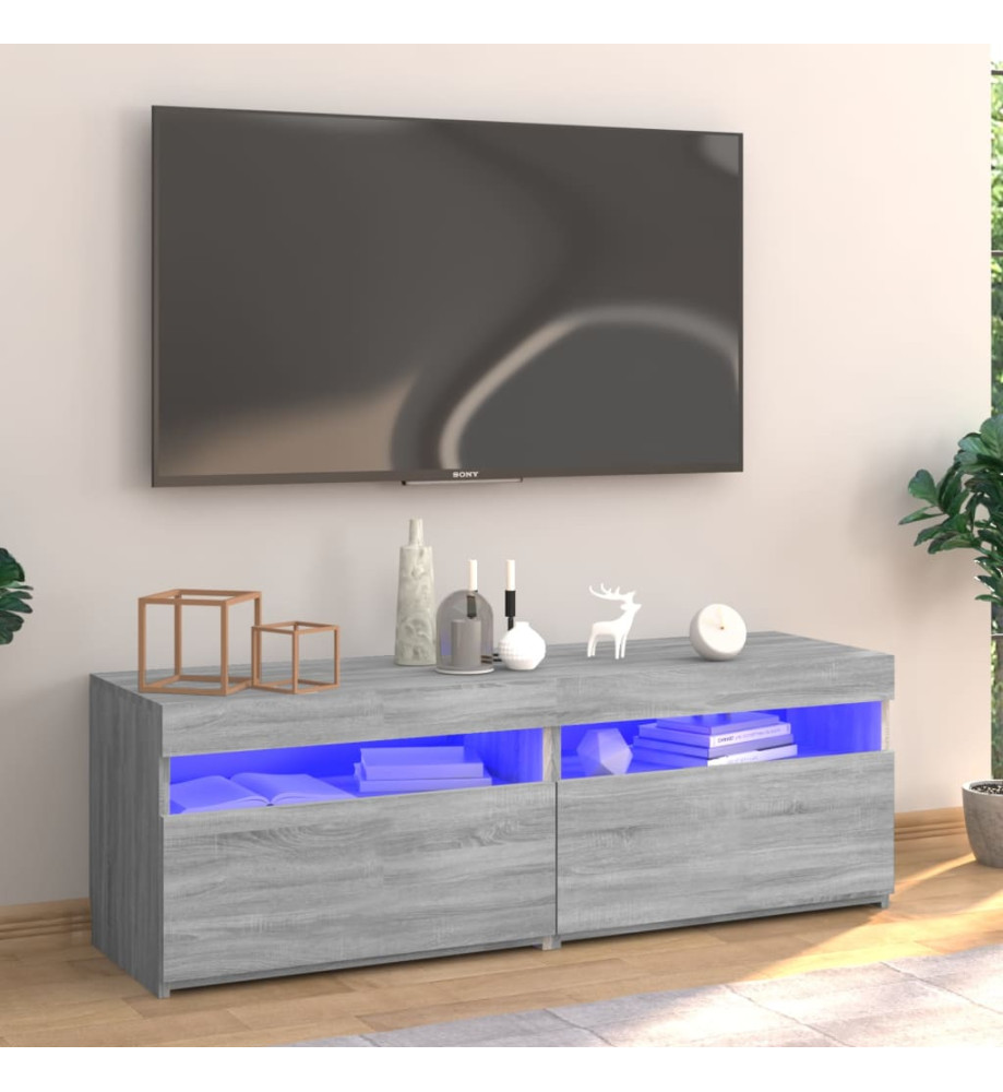 Meuble TV avec lumières LED sonoma gris 120x35x40 cm