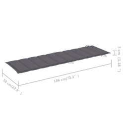 Chaise longue à bascule avec coussin Bois de teck solide