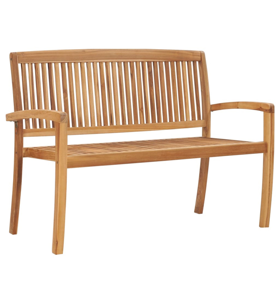 Banc 2 places empilable de jardin 128,5 cm Bois de teck solide Banc 2 places empilable de jardin 128,5 cm Bois de teck solide