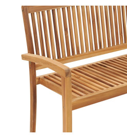 Banc 2 places empilable de jardin 128,5 cm Bois de teck solide