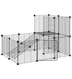 Cage animaux de compagnie à 20 panneaux et porte Noir 35x35 cm