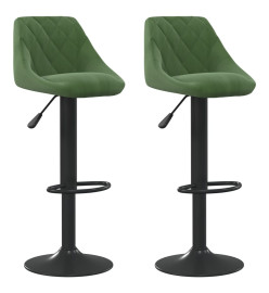 Tabourets de bar lot de 2 vert foncé velours