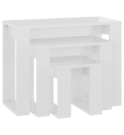 Tables gigognes 3 pcs Blanc brillant Bois d'ingénierie