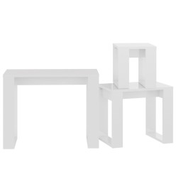 Tables gigognes 3 pcs Blanc brillant Bois d'ingénierie