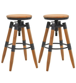 Tabourets de bar lot de 2 bois de sapin solide