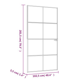 Porte d'intérieur Noir 102x201,5 cm Trempé verre aluminium fin