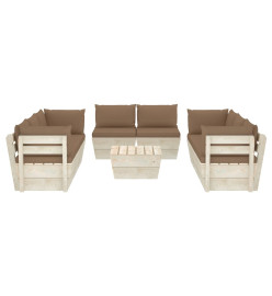 Salon de jardin palette 9 pcs avec coussins Épicéa imprégné