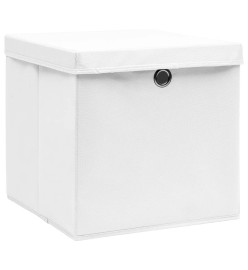 Boîtes de rangement avec couvercles 4 pcs 28x28x28 cm Blanc