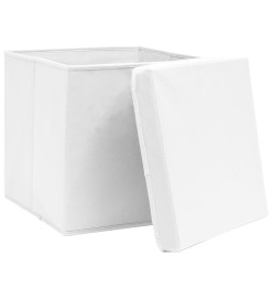 Boîtes de rangement avec couvercles 4 pcs 28x28x28 cm Blanc