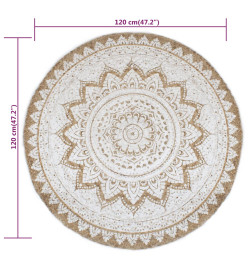 Tapis Jute tressé imprimé 120 cm rond