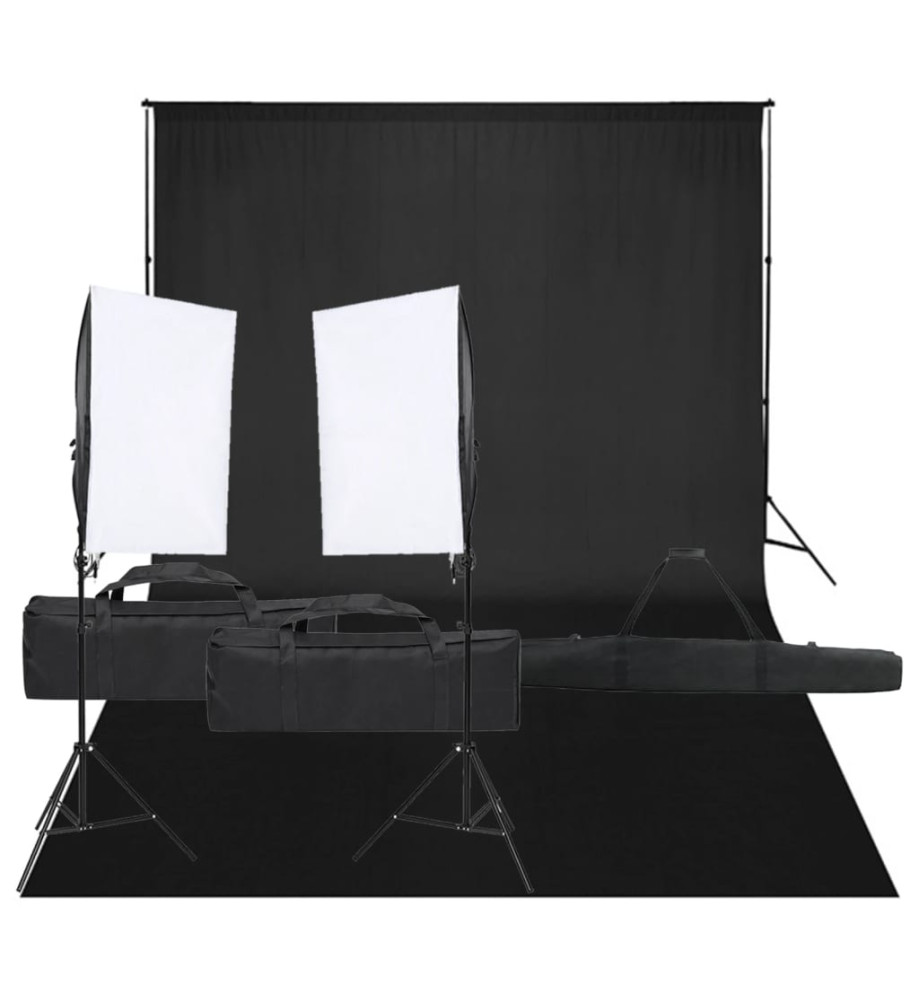 Kit de studio photo avec éclairage et toile de fond