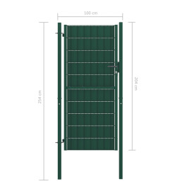 Portail de clôture PVC et acier 100x204 cm Vert