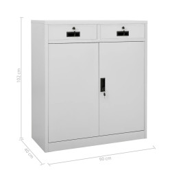 Armoire de bureau avec jardinière Gris clair 90x40x125 cm Acier