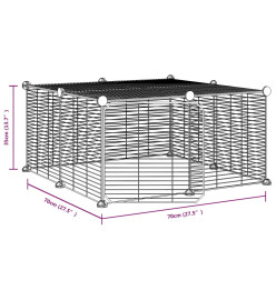 Cage animaux de compagnie à 12 panneaux et porte Noir 35x35 cm