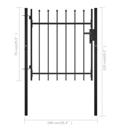 Portail avec haut sous forme de lance 100x75 cm