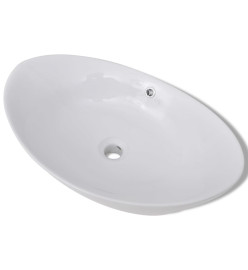 Lavabo ovale en céramique avec trop plein 59 x 38,5 cm