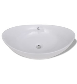 Lavabo ovale en céramique avec trop plein 59 x 38,5 cm