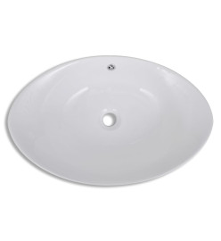 Lavabo ovale en céramique avec trop plein 59 x 38,5 cm