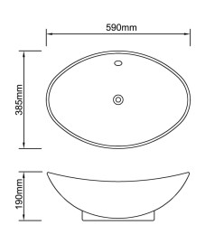 Lavabo ovale en céramique avec trop plein 59 x 38,5 cm