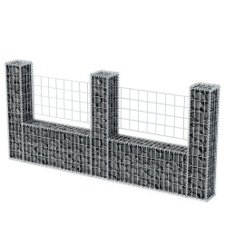 Panier de gabion en forme de U Acier galvanisé 240x20x100 cm