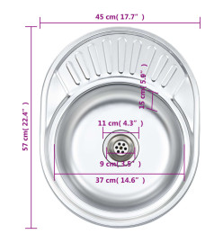 Évier de cuisine avec crépine et piège Ovale Acier inoxydable