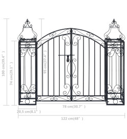 Portillon ornemental de jardin Fer forgé 122x20,5x100 cm