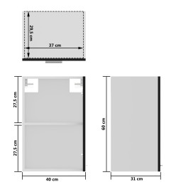Armoire en verre suspendue Noir 40x31x60 cm Aggloméré