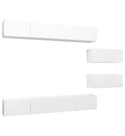 Ensemble de meuble TV 6 pcs Blanc Aggloméré