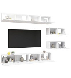 Ensemble de meuble TV 6 pcs Blanc Aggloméré