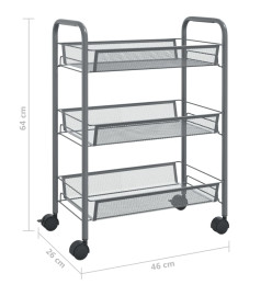 Chariot de cuisine à 3 niveaux Gris 46x26x64 cm Fer
