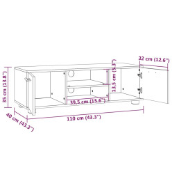 Meuble TV Noir 110x40x35 cm Bois d'ingénierie