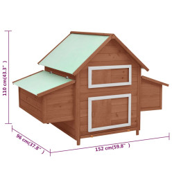 Poulailler Moka et blanc 152x96x110 cm Bois de sapin massif