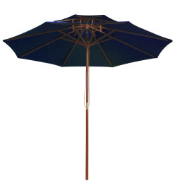 Parasol double avec mât en bois Bleu 270 cm