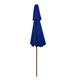 Parasol double avec mât en bois Bleu 270 cm