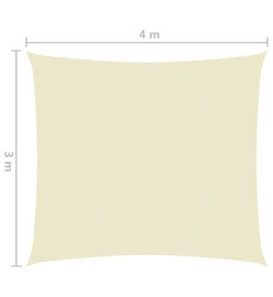 Voile de parasol Tissu Oxford rectangulaire 3x4 m Crème