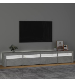 Meuble TV avec lumières LED Gris béton 240x35x40 cm