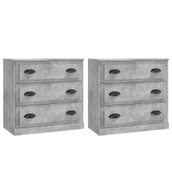 Buffets 2 pcs gris béton bois d'ingénierie