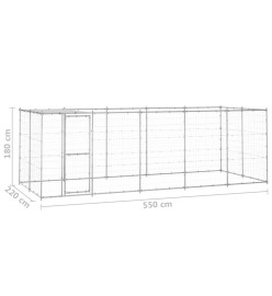 Chenil extérieur Acier galvanisé avec toit 12,1 m²