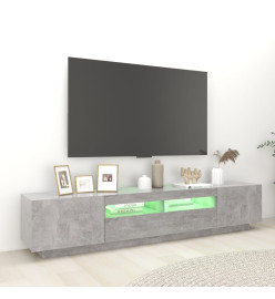 Meuble TV avec lumières LED Gris béton 200x35x40 cm