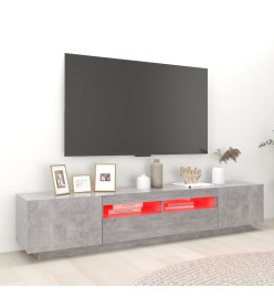 Meuble TV avec lumières LED Gris béton 200x35x40 cm