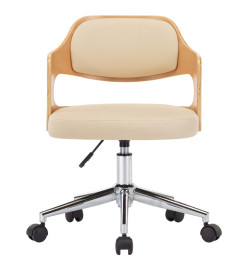 Chaise pivotante de bureau Crème Bois courbé et similicuir