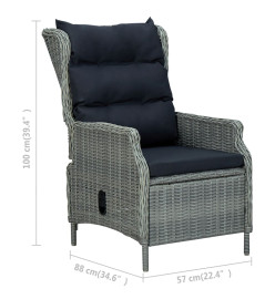 Salon de jardin 2 pcs avec coussins Résine tressée Gris clair