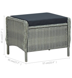 Salon de jardin 2 pcs avec coussins Résine tressée Gris clair