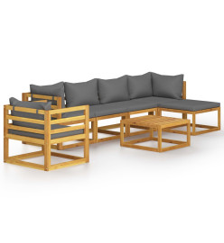 Salon de jardin 7 pcs avec coussin Bois d'acacia solide