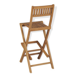 Tabourets pliables de bar d'extérieur 2 pcs Bois de teck solide