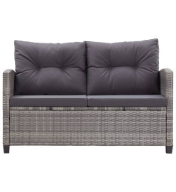 Canapé 2 places de jardin et coussins Gris 124cm Résine tressée