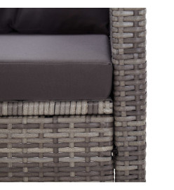 Canapé 2 places de jardin et coussins Gris 124cm Résine tressée