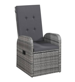 Ensemble de salle à manger de jardin avec coussins 3 pcs Gris