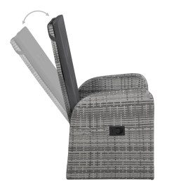 Ensemble de salle à manger de jardin avec coussins 3 pcs Gris